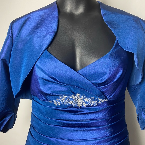 Caterina Collections Navy Blue Dress with Jacket -Size 10 - Picture 4 of 4